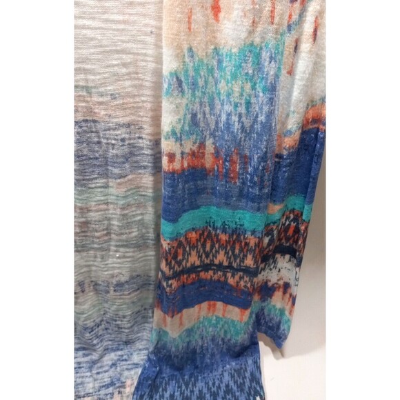 Ruby Road Open Front Long Kimono Cardigan Multicolor Southwestern Size Small - Picture 4 of 10